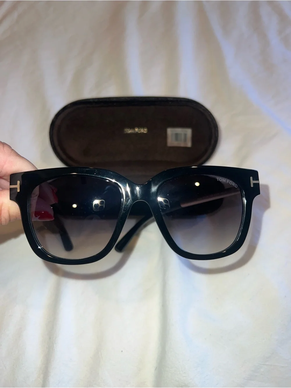 Tom Ford Black Oversized Square Sunglasses with Gradient Lenses